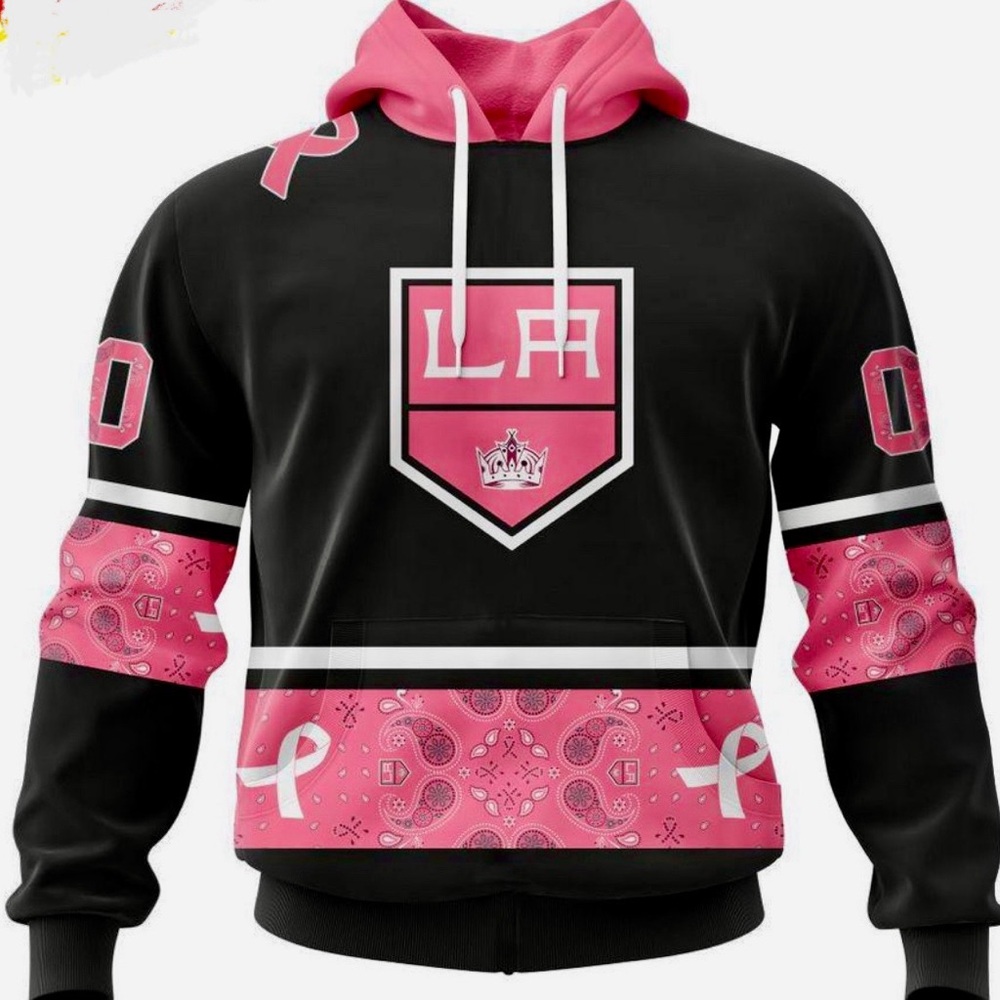 LA Kings Hockey Fights Cancer Sweatshirt Hoodie Women's Pink Black Medium Rare